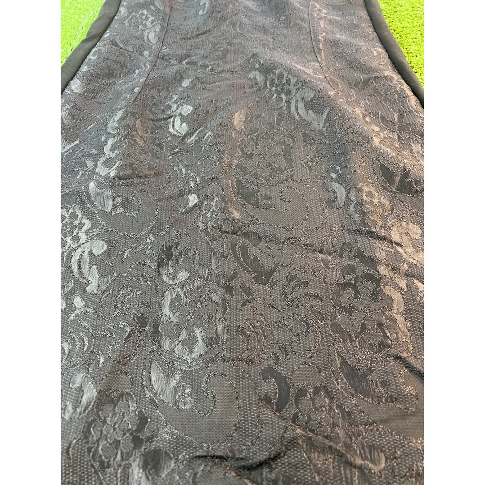Vera Wang Black Mock Neck Sleeveless Brocade Dress Midi Length‎ Size Small - Picture 2 of 8